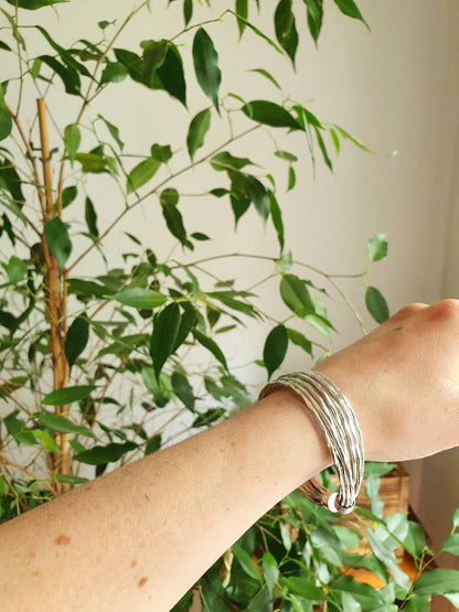 Textured Silver Cuff Bracelet / Boho / Ethnic / Rustic / Bohemian / Hippie / Gypsy / Jewellery / Adjustable
