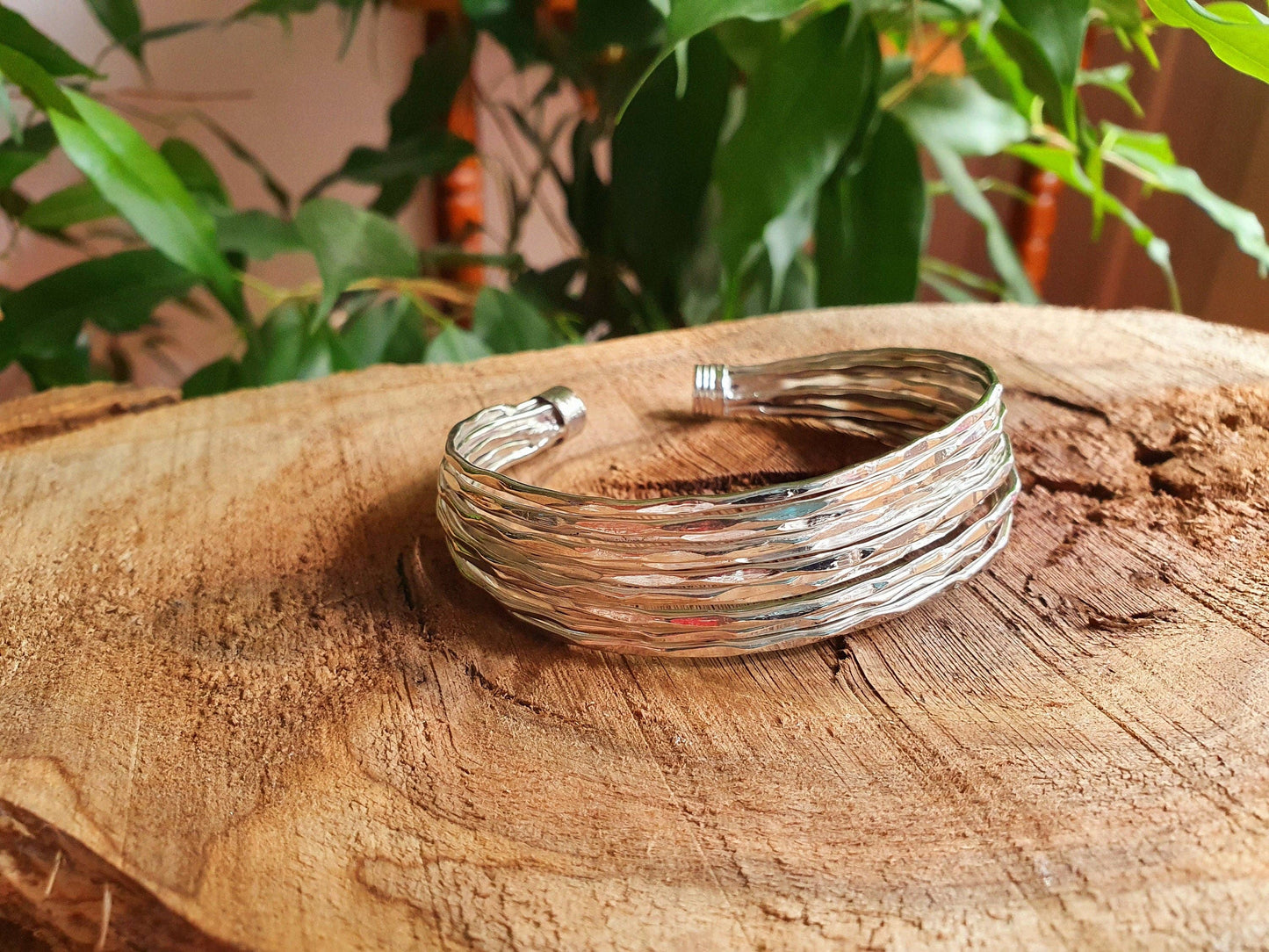 Textured Silver Cuff Bracelet / Boho / Ethnic / Rustic / Bohemian / Hippie / Gypsy / Jewellery / Adjustable