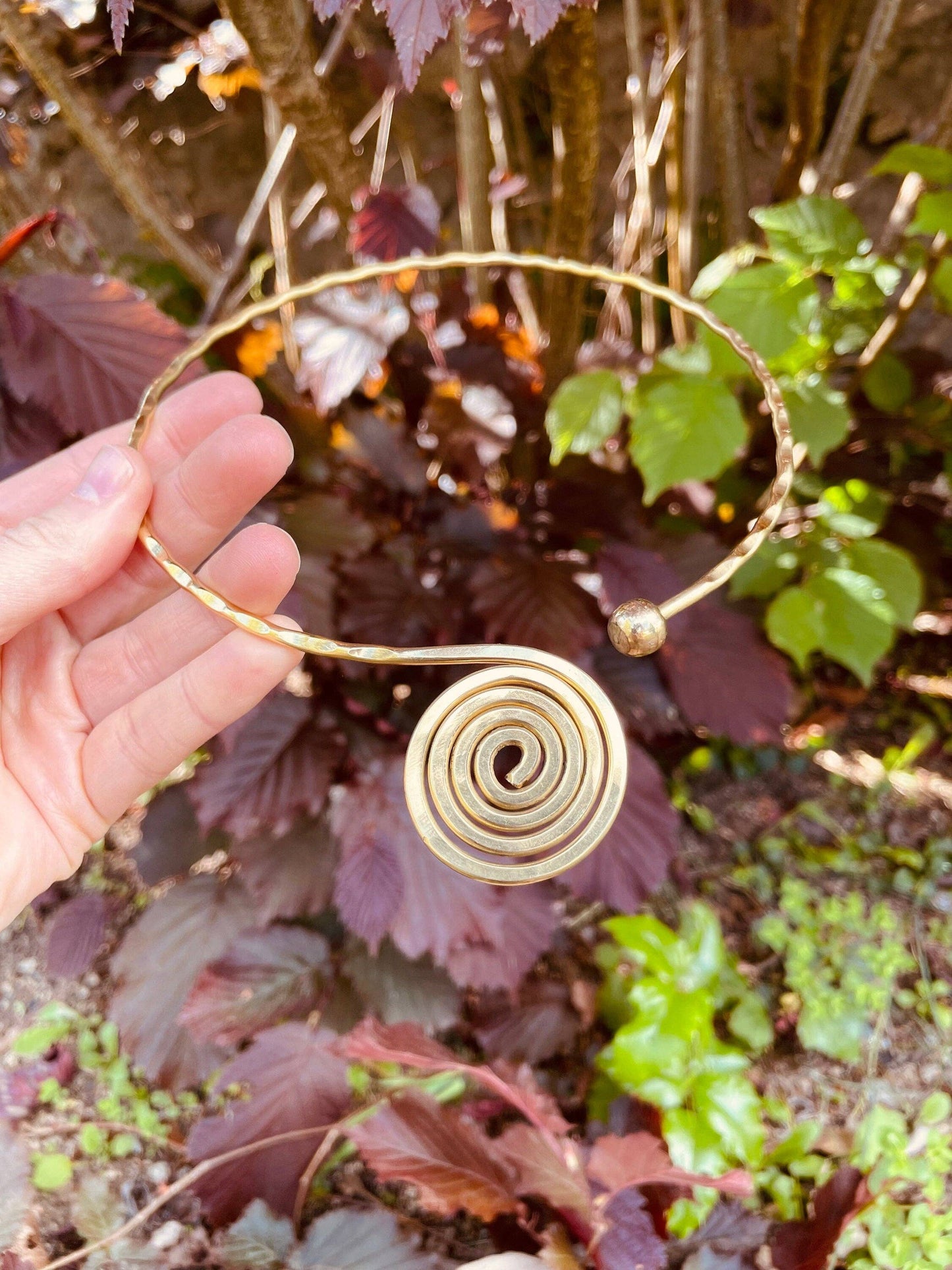 Ethnic Choker Brass Necklace / Rustic / Gypsy / Lightweight / Boho / Tribal / Hippie / Rustic / Vegan / Aztec