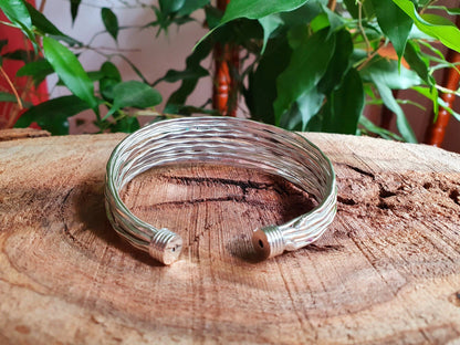 Textured Silver Cuff Bracelet / Boho / Ethnic / Rustic / Bohemian / Hippie / Gypsy / Jewellery / Adjustable