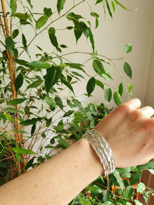 Textured Silver Cuff Bracelet / Boho / Ethnic / Rustic / Bohemian / Hippie / Gypsy / Jewellery / Adjustable