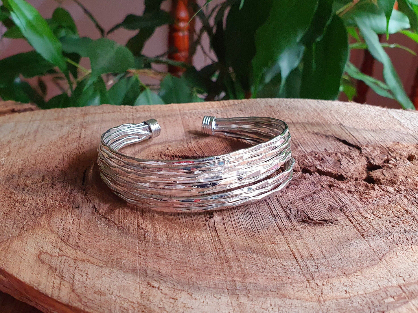 Textured Silver Cuff Bracelet / Boho / Ethnic / Rustic / Bohemian / Hippie / Gypsy / Jewellery / Adjustable