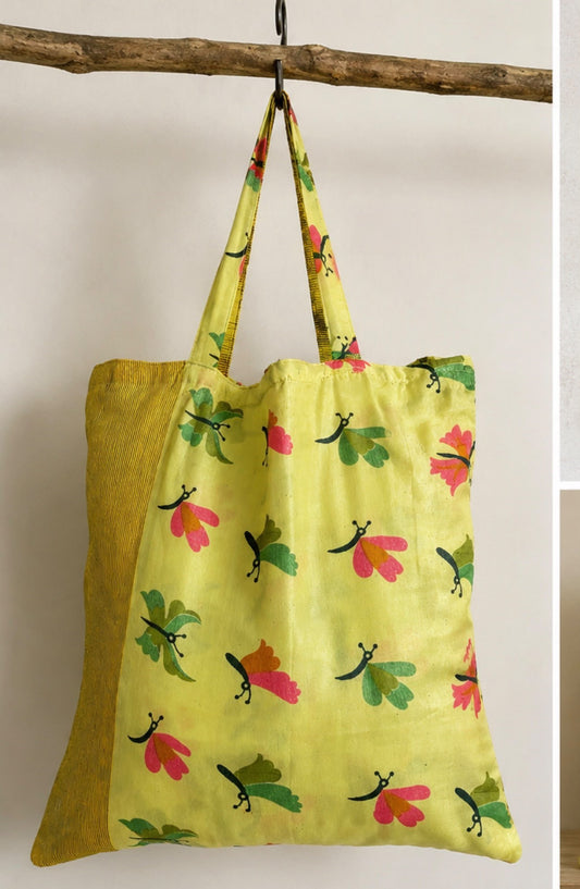 Asha Handmade Silk Boho Tote Bag – Butterfly Print