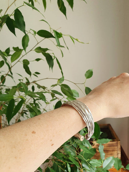 Textured Silver Cuff Bracelet / Boho / Ethnic / Rustic / Bohemian / Hippie / Gypsy / Jewellery / Adjustable