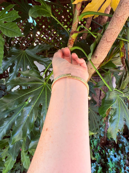 Tripe Stone Tiger's Eye Hammered Brass Bracelet / Adjustable / Bohemian Jewellery / Ethnic  / Boho / Gift for Her / Artisanal